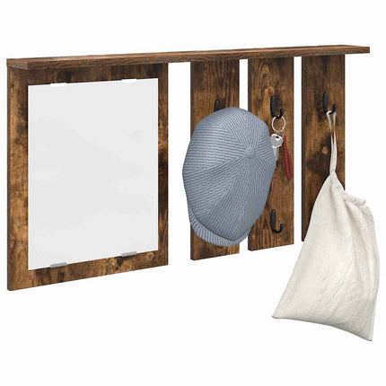 Väggmonterad Klädhängare med hylla Rökfärgad ek 85 x 10 x 45 cm