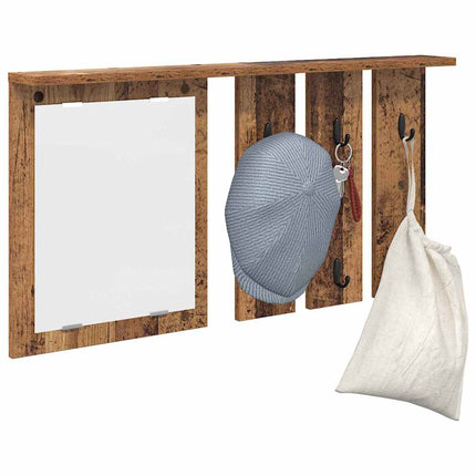 Väggmonterad Klädhängare med hylla Gammalt trä 85 x 10 x 45 cm