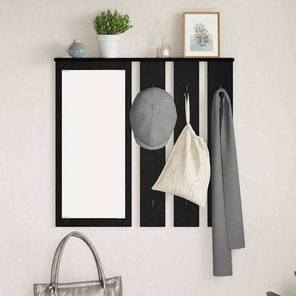 Väggmonterad Klädhängare med hylla Svart ek 84 x 10 x 80 cm