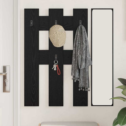Väggmonterad Klädhängare Väggmonterad Svart Ek 65 x 3 x 100 cm