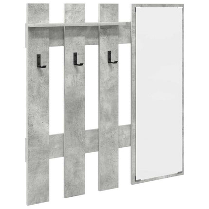 Väggmonterad Klädhängare med spegel Betonggrå 100 x 10 x 100 cm