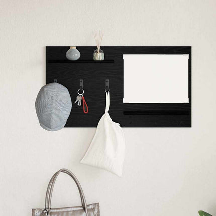 Väggmonterad Klädhängare med hylla Svart Ek 90 x 10 x 50 cm