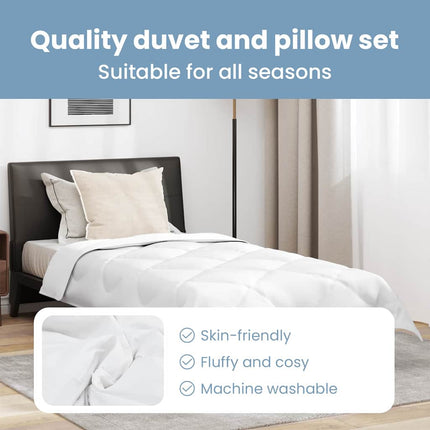 Året runt duvet med kudde 2 st Vit Mikrofiber