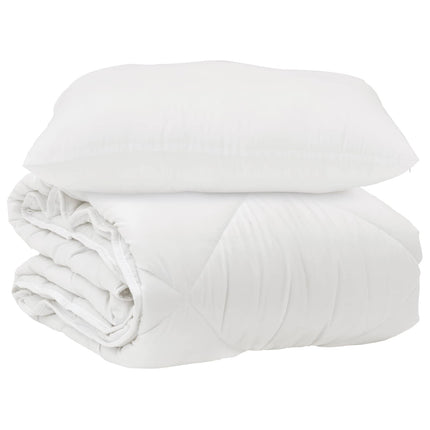 Duntäcke med kudde 2 pcs Vit Mikrofiber