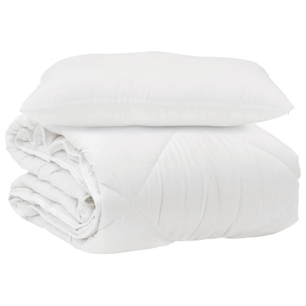 Duntäcke med kudde 2 pcs Vit Mikrofiber