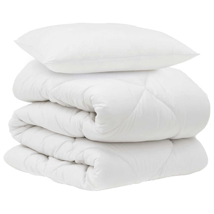 Duntäcke med kudde 2 pcs Vit Mikrofiber
