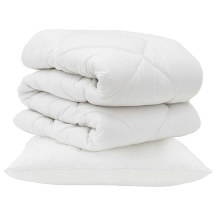 Duntäcke med kudde 2 pcs Vit Mikrofiber