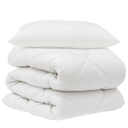 Duntäcke med kudde 2 pcs Vit Mikrofiber