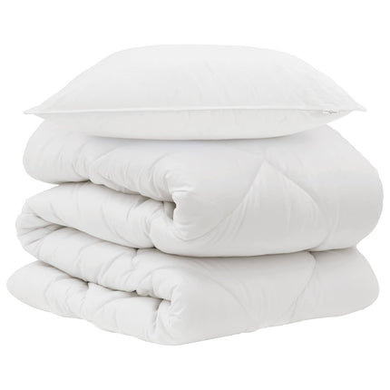 Duntäcke med kudde 2 pcs Vit Mikrofiber