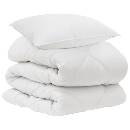 Duntäcke med kudde 2 pcs Vit Mikrofiber