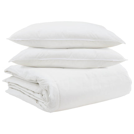 Täckeset med kudde 3 pcs Vit Dunfjäder