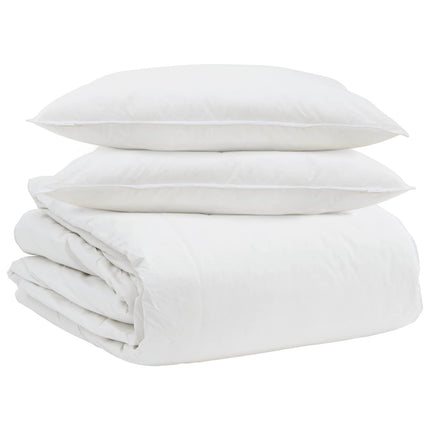 Täckeset med kudde 3 pcs Vit Dunfjäder