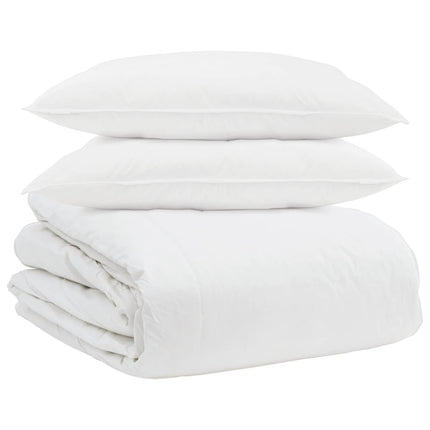 Täckeset med kudde 3 pcs Vit Dunfjäder