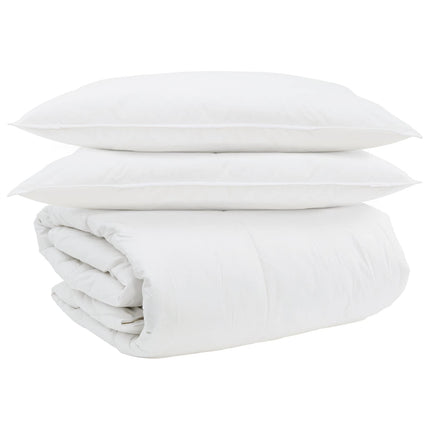 Täckeset med kudde 3 pcs Vit Dunfjäder