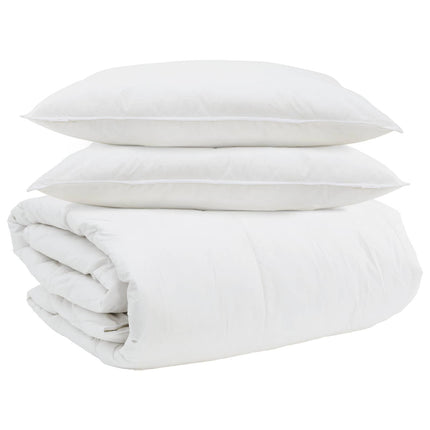 Täckeset med kudde 3 pcs Vit Dunfjäder