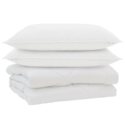 Duntäcke med kudde 3 pcs Vit Mikrofiber