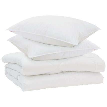 Duntäcke med kudde 3 pcs Vit Mikrofiber