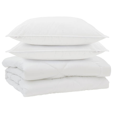 Duntäcke med kudde 3 pcs Vit Mikrofiber