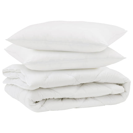 Duntäcke med kudde 3 pcs Vit Mikrofiber