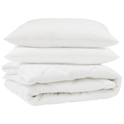 Duntäcke med kudde 3 pcs Vit Mikrofiber