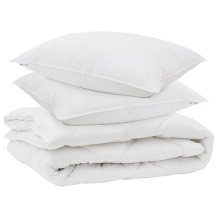 All-säsong Duvet med kudde 3 pcs Vit Mikrofiber