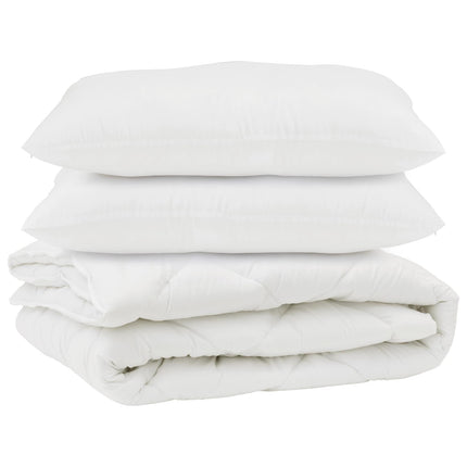 Duntäcke med kudde 3 pcs Vit Mikrofiber