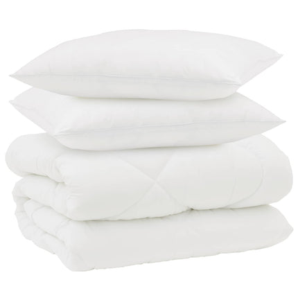 Vinter Täcke med kudde 3 pcs Vit Mikrofiber