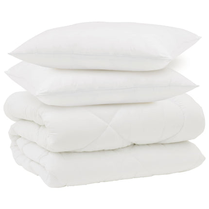Vinter Täcke med kudde 3 pcs Vit Mikrofiber