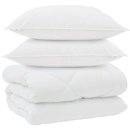 Vinter Täcke med kudde 3 pcs Vit Mikrofiber