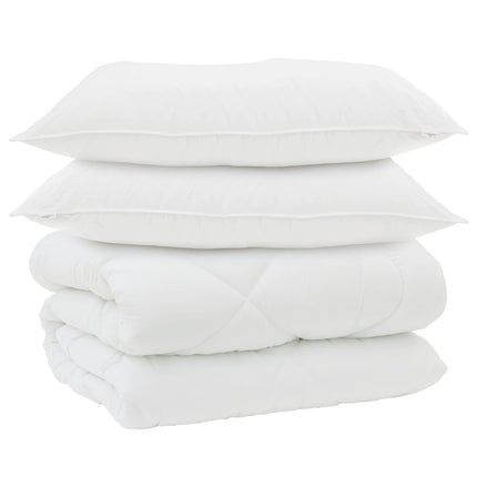 Vinter Täcke med kudde 3 pcs Vit Mikrofiber