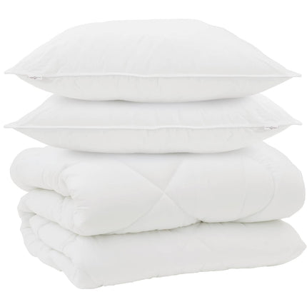 Vinter Täcke med kudde 3 pcs Vit Mikrofiber