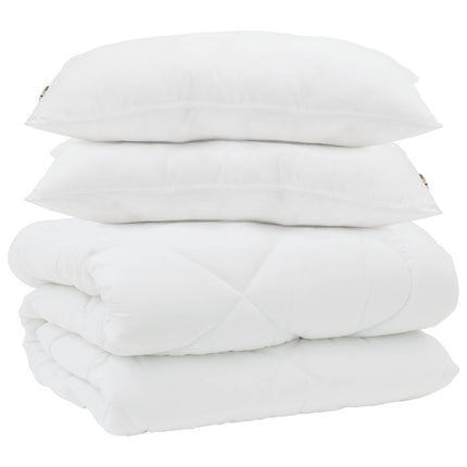 Duntäcke med Kuddar 3 pcs Vit Mikrofiber och Dunfjäder