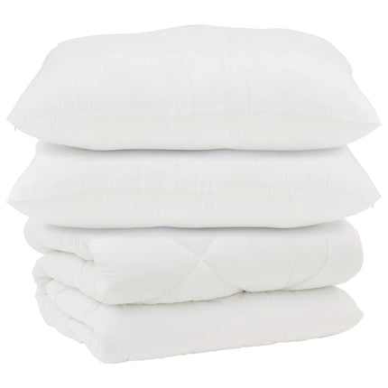 Duntäcke med Kuddar 3 pcs Vit Mikrofiber och Dunfjäder