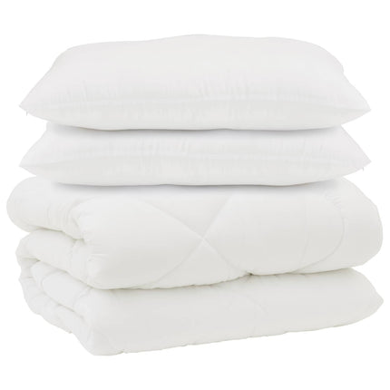 Duntäcke med Kuddar 3 pcs Vit Mikrofiber och Dunfjäder