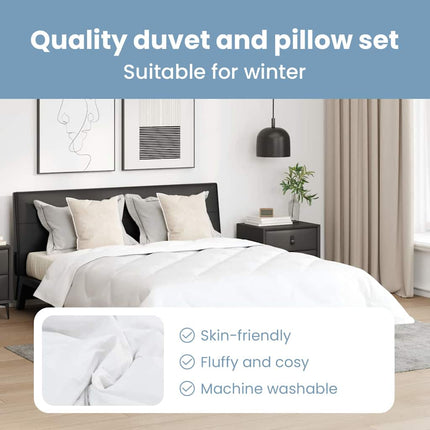 Duntäcke med Kuddar med kudde 3 st Vit Mikrofiber och Dunfjäder