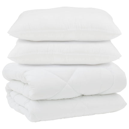 Duntäcke med Kuddar 3 pcs Vit Mikrofiber och Dunfjäder
