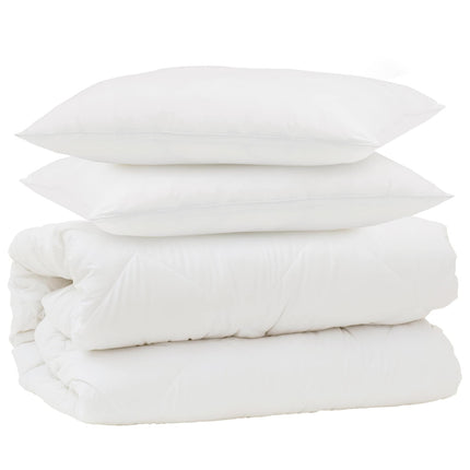 Täckeset med kudde 3 pcs Vit Mikrofiber och Dunfjäder