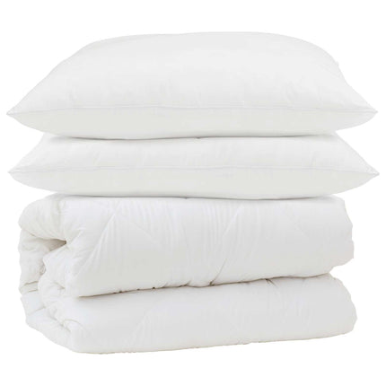 Täckeset med kudde 3 pcs Vit Mikrofiber och Dunfjäder