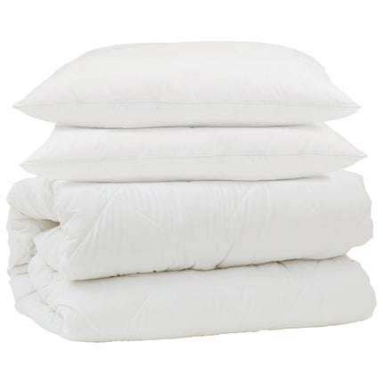 Täckeset med kudde 3 pcs Vit Mikrofiber och Dunfjäder
