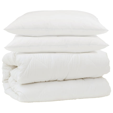 Täckeset med kudde 3 pcs Vit Mikrofiber och Dunfjäder