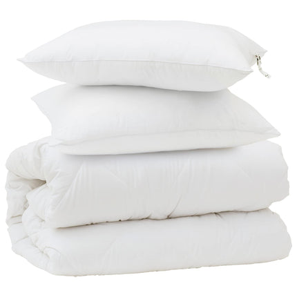 Täckeset med kudde 3 pcs Vit Mikrofiber och Dunfjäder