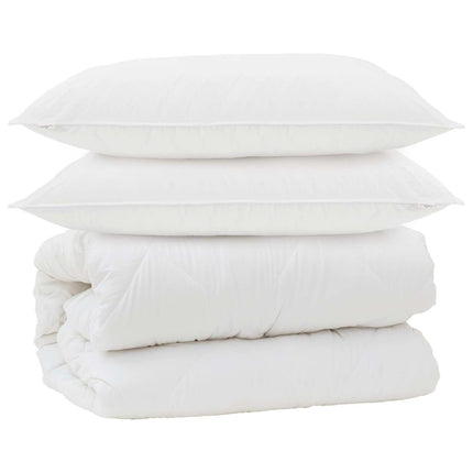 Duntäcke med Kuddar med kudde 3 pcs Vit Mikrofiber