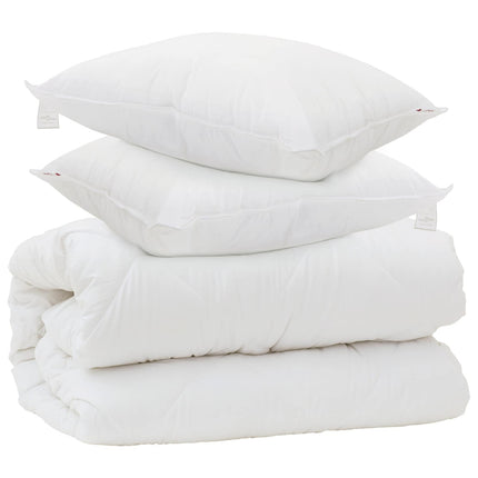 Duntäcke med Kuddar med kudde 3 pcs Vit Mikrofiber