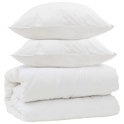 Duntäcke med Kuddar med kudde 3 pcs Vit Mikrofiber