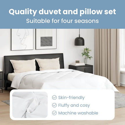 Duntäcke med Kuddar med kudde 3 st Vit Mikrofiber