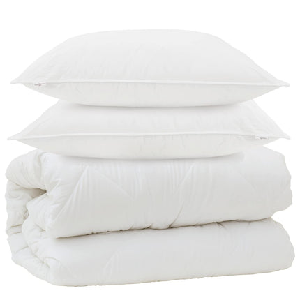 Duntäcke med Kuddar med kudde 3 pcs Vit Mikrofiber