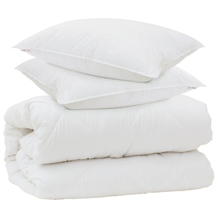 Duntäcke med Kuddar med kudde 3 pcs Vit Mikrofiber