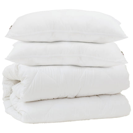Duntäcke med kudde 3 pcs Vit Mikrofiber
