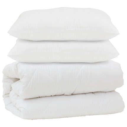 Duntäcke med kudde 3 pcs Vit Mikrofiber