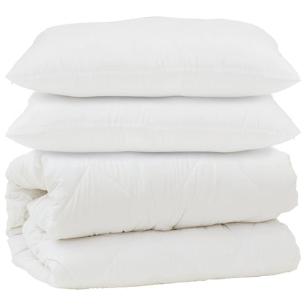 Duntäcke med kudde 3 pcs Vit Mikrofiber